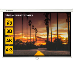 Pantalla manual videoproyector pared y techo phoenix 100´´ ratio 4:3 - 16:9 2m x 1.5m posicion ajustable - carcasa blanca - tela super resistente